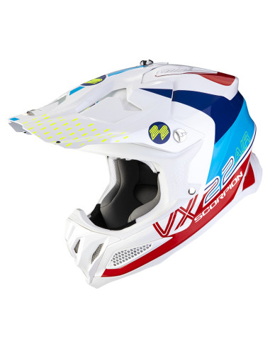 SCORPION VX-22 AIR ARES WHITE/BLUE KROSINIS MOTO ŠALMAS