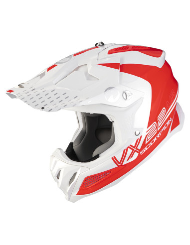 SCORPION VX-22 AIR ARES WHITE/RED KROSINIS MOTO ŠALMAS