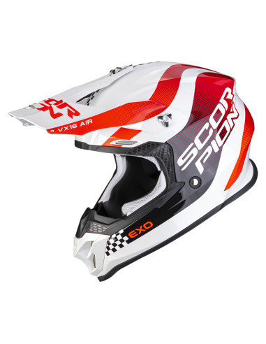 SCORPION VX-16 EVO AIR SOUL WHITE/RED KROSINIS MOTO ŠALMAS
