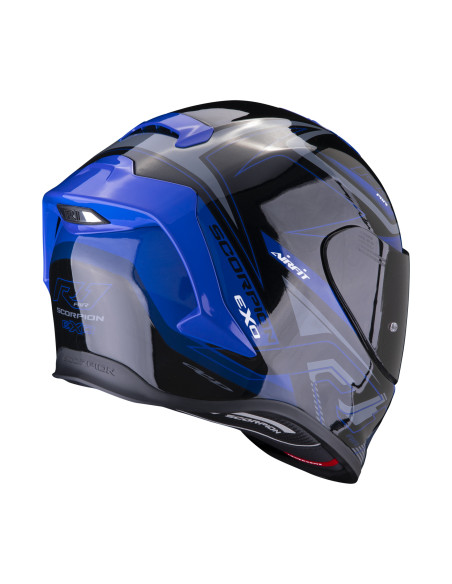 SCORPION EXO-R1 EVO AIR GAZ BLACK/BLUE SPORTINIS/UŽDARAS MOTO ŠALMAS