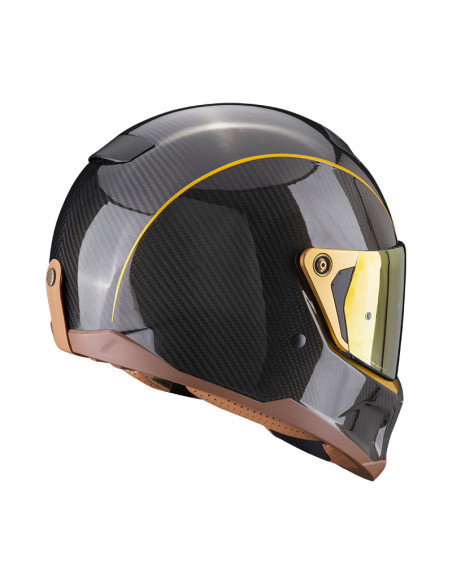 SCORPION EXO-HX1 2IN1 CARBON SE GOLD UŽDARAS MOTO ŠALMAS