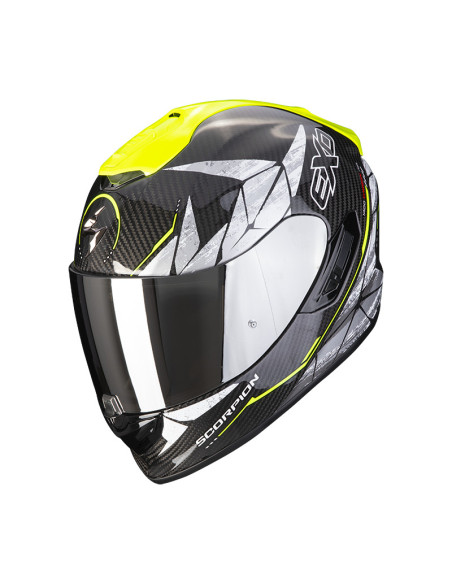 SCORPION EXO-1400 AIR CARBON ARANEA BLACK/YELLOW SPORTINIS/UŽDARAS MOTO ŠALMAS