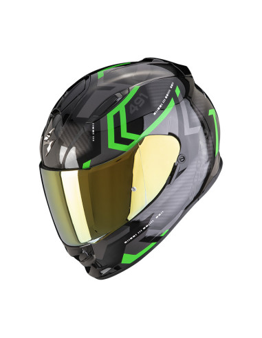 SCORPION EXO-491 SPIN BLACK/GREEN SPORTINIS/UŽDARAS MOTO ŠALMAS