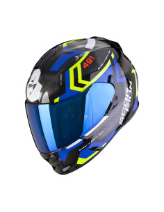 SCORPION EXO-491 SPIN BLACK/BLUE SPORTINIS/UŽDARAS MOTO ŠALMAS