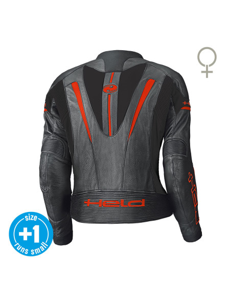HELD DEBBIE II BLACK/RED MOTERIŠKA ODINĖ MOTO STRIUKĖ