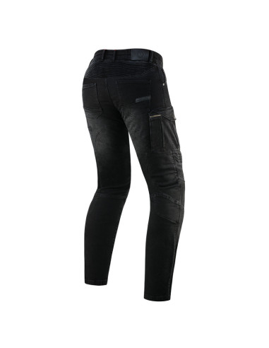 REBELHORN VANDAL WASHED BLACK MOTO DŽINSAI