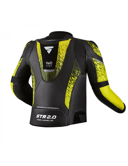 SHIMA STR 2.0 LEATHER MOTO JACKET YELLOW FLUO/BLACK