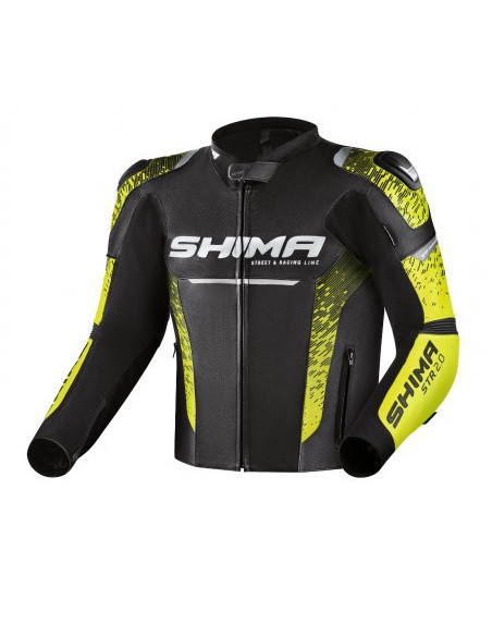 SHIMA STR 2.0 LEATHER MOTO JACKET YELLOW FLUO/BLACK