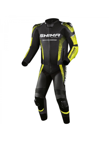 SHIMA STR 2.0 LEATHER MOTO TROUSERS BLACK/YELLOW FLUO