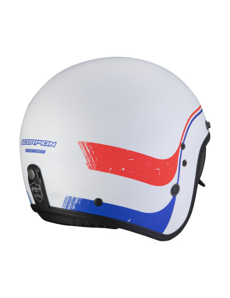 SCORPION BELFAST EVO SOUL WHITE/BLUE/RED ATVIRAS MOTO ŠALMAS