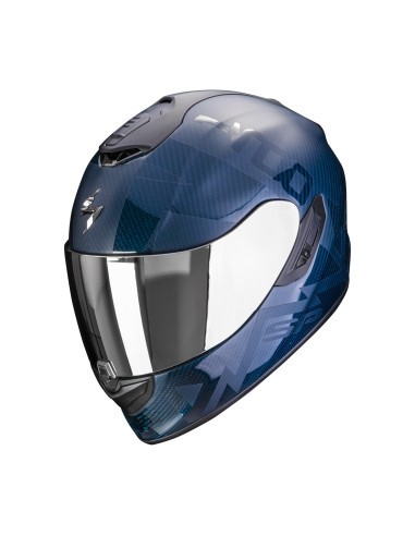 SCORPION EXO-1400 AIR CARBON CEREBRO BLUE SPORTINIS/UŽDARAS MOTO ŠALMAS